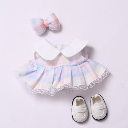 Handmade Labubu set can be paired with Labubu V1 Macaron and V2 seats featuring candy colored dresses and headpieces as well as white leather shoe sets for Labubu dolls (excluding dolls)