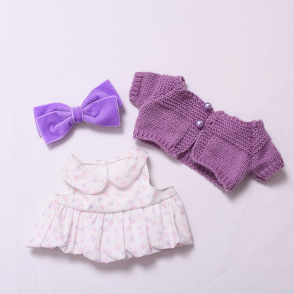 Handmade Labubu set can be paired with Labubu V1 Macaron and V2 seat 38cm canvas to change clothes into bow tie dress set for children (excluding dolls)