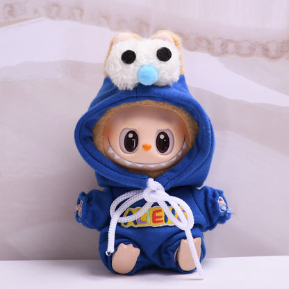 Handmade Labubu set can be paired with Labubu V1 Macaron and V2 seats blind box 17cm canvas pendant clothes big eyed monster jumpsuit as a substitute for vinyl Labubu baby clothes (excluding dolls)