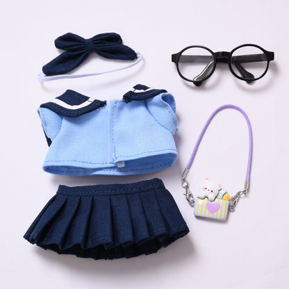 Handmade Labubu set can be paired with Labubu V1 Macaron and V2 seats blue sailor JK skirt set Labubu doll outfit (excluding dolls)