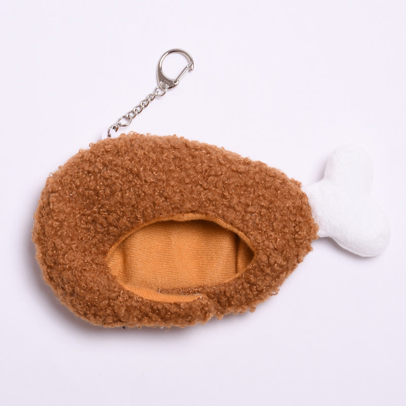 Handmade Labubu set can be paired with Labubu V1 Macaron and V2 seats 17cm pendant canvas clothing accessories chicken leg head cover keychain Labubu cute hat (excluding dolls)