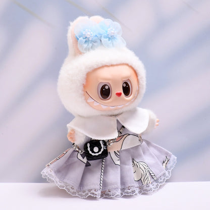 Handmade Labubu set can be paired with Labubu V1 Macaron and V2 seats with a ponytail purple dress set and Labubu doll outfit (excluding dolls)