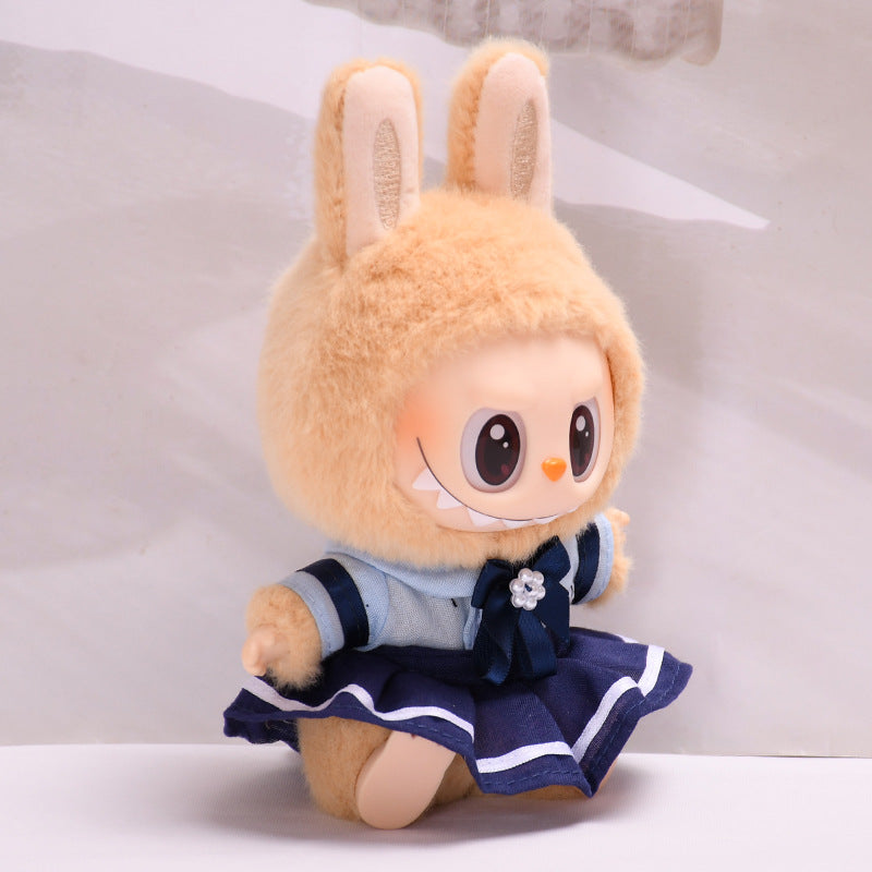 Handmade Labubu set can be paired with Labubu V1 Macaron and V2 seats for blind box seating parties Labubu pendants for couples uniforms school dresses pull fabrics and changing clothes (excluding dolls)