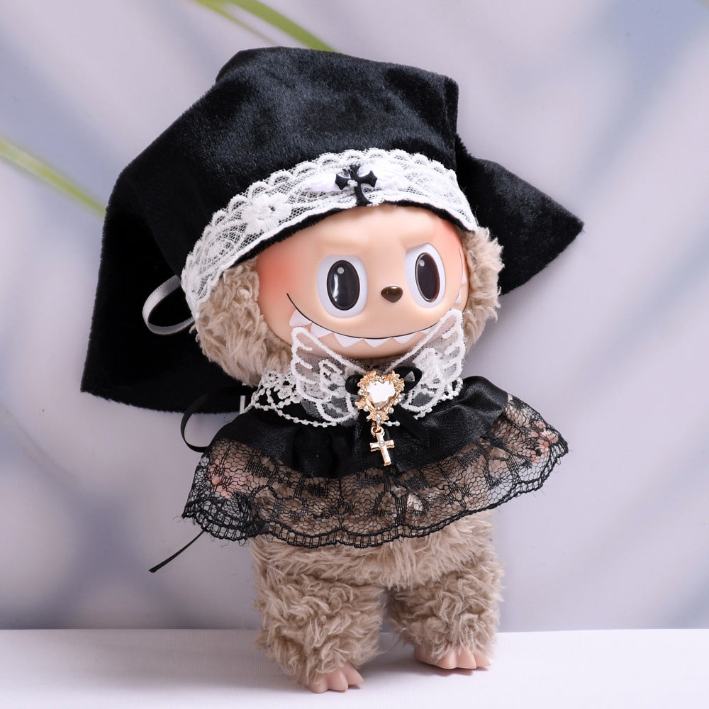 Handmade Labubu set can be paired with Labubu V1 Macaron and V2 seats with canvas pendants for Gothic girls' skirts and vinyl Labubu doll clothes (excluding dolls)