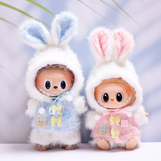 Handmade Labubu set can be paired with Labubu V1 Macaron and V2 seat rabbit ear fur set Labubu plush doll clothing replacement (excluding dolls)