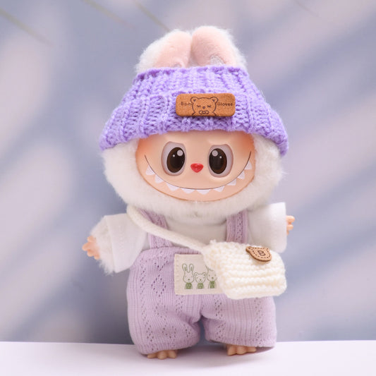Handmade Labubu set can be paired with Labubu V1 Macaron and V2 seats including bunny T-shirt overalls Labubu changing clothes for children (excluding dolls)