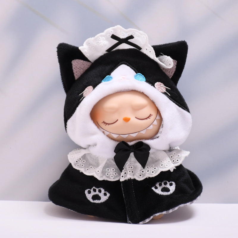 Handmade Labubu set can be paired with Labubu V1 Macaron and V2 seats featuring black cat maid cloaks and Labubu doll outfits (excluding dolls)