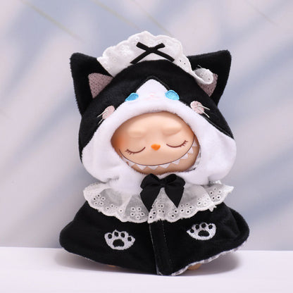 Handmade Labubu set can be paired with Labubu V1 Macaron and V2 seats featuring black cat maid cloaks and Labubu doll outfits (excluding dolls)