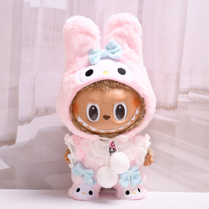 Handmade Labubu set can be paired with Labubu V1 Macaron and V2 seats with a 38cm stretch cloth for changing clothes Meileti jumpsuit set LABUBU for changing into plush baby clothes (excluding dolls)