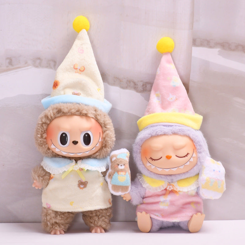 Handmade Labubu Outfit First and Second Generation Pendants Labubu Cloth Clothes Bear Pajama Set Labubu Cute Baby Clothes (not including dolls)