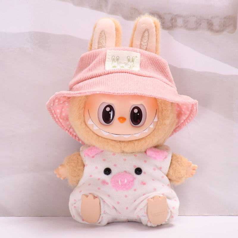 Handmade Labubu Outfit Second Generation Blind Box Labubu Pendant Clothes Pink Piggy Strap Pants Sitting Party Labubu Baby Clothes (not including dolls)