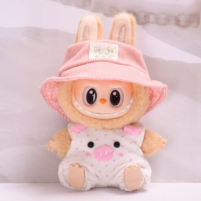 Handmade Labubu Outfit Second Generation Blind Box Labubu Pendant Clothes Pink Piggy Strap Pants Sitting Party Labubu Baby Clothes (not including dolls)