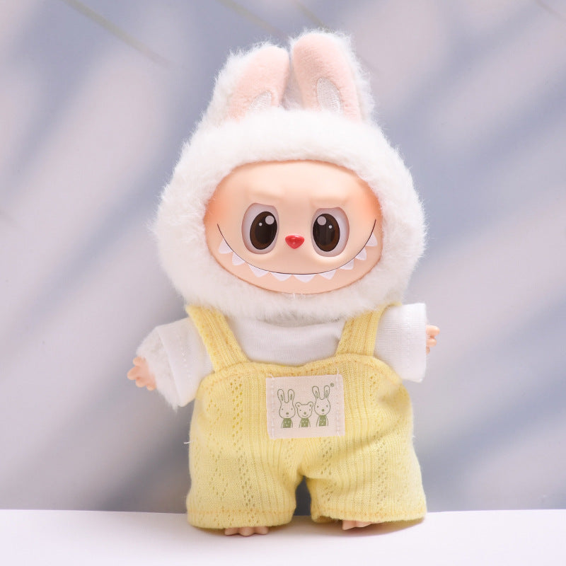 Handmade Labubu set can be paired with Labubu V1 Macaron and V2 seats Color bunny T-shirt overalls Labubu changing clothes for children (excluding dolls)
