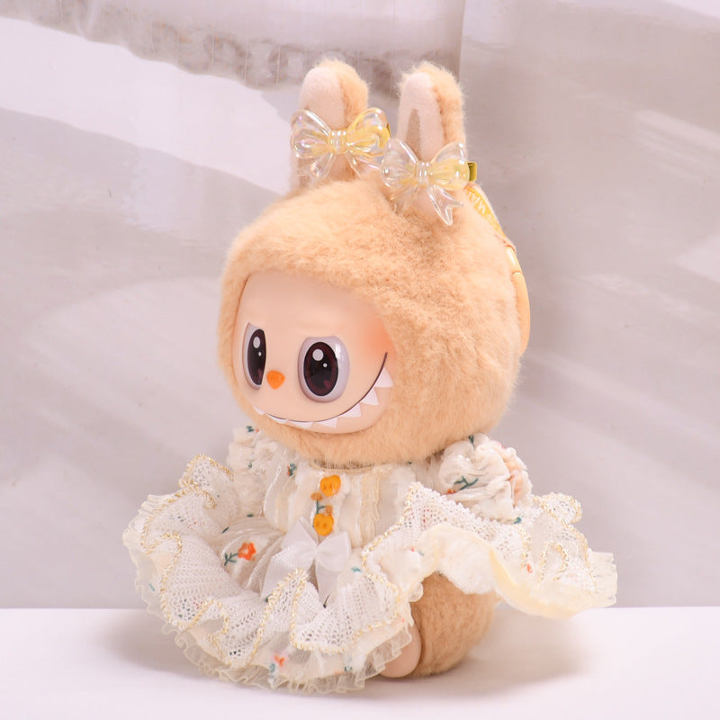 Handmade Labubu set can be paired with Labubu V1 Macaron and V2 seat gold wire dresses for parties and can be worn as a replacement dress (excluding dolls)