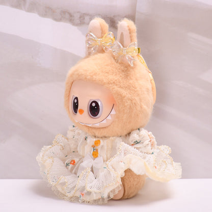 Handmade Labubu set can be paired with Labubu V1 Macaron and V2 seat gold wire dresses for parties and can be worn as a replacement dress (excluding dolls)