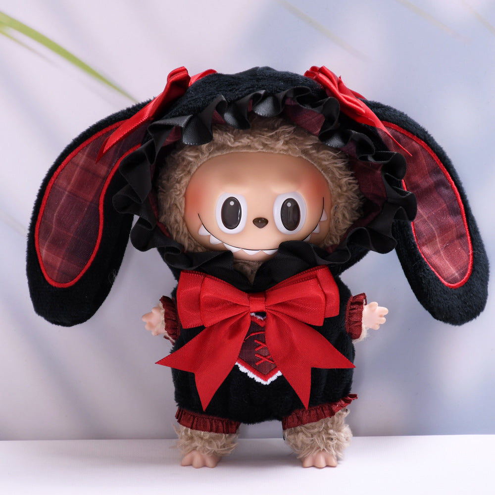 Handmade Labubu set can be paired with Labubu V1 Macaron and V2 seats blind box Labubu pendant clothes rabbit ear hooded clothes Labubu doll clothes cute (excluding dolls)