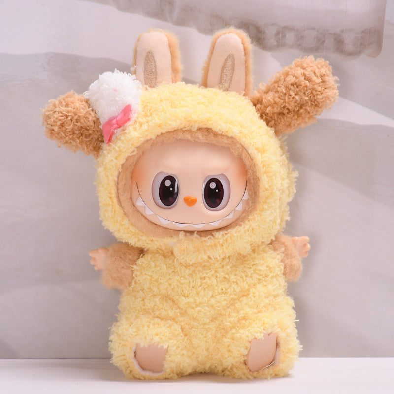 Handmade Labubu set can be paired with Labubu V1 Macaron and V2 seats with a small yellow dog two-piece set of Labubu doll clothing (excluding dolls)