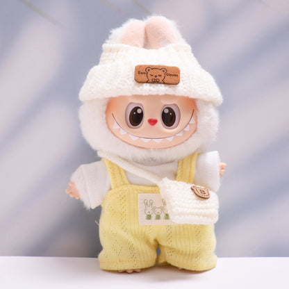 Handmade Labubu set can be paired with Labubu V1 Macaron and V2 seats Color bunny T-shirt overalls Labubu changing clothes for children (excluding dolls)