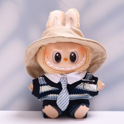 Handmade Labubu set can be paired with Labubu V1 Macaron and V2 seat accessories blue cool student uniform set Labubu doll outfit (excluding dolls)