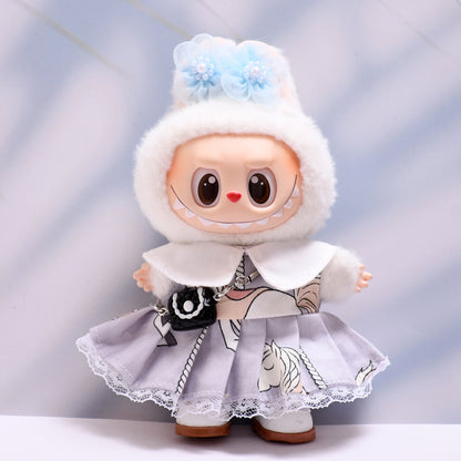 Handmade Labubu set can be paired with Labubu V1 Macaron and V2 seats with a ponytail purple dress set and Labubu doll outfit (excluding dolls)