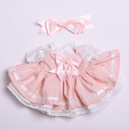 Handmade Labubu set can be paired with Labubu V1 Macaron and V2 seats with 38cm canvas plush toy clothes pink cherry blossom skirt and labubu replacement doll clothes (excluding dolls)