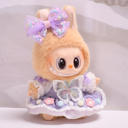 Handmade Labubu set can be paired with Labubu V1 Macaron and V2 seats with blind box pendants for parties Labubu clothes include purple bow dresses Labubu doll dresses (excluding dolls)