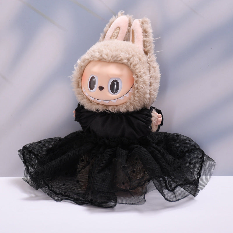 Handmade Labubu set can be paired with Labubu V1 Macaron and V2 seats straw hat black wedding dress lace set Labubu doll outfit (excluding dolls)