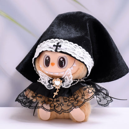 Handmade Labubu set can be paired with Labubu V1 Macaron and V2 seats with canvas pendants for Gothic girls' skirts and vinyl Labubu doll clothes (excluding dolls)