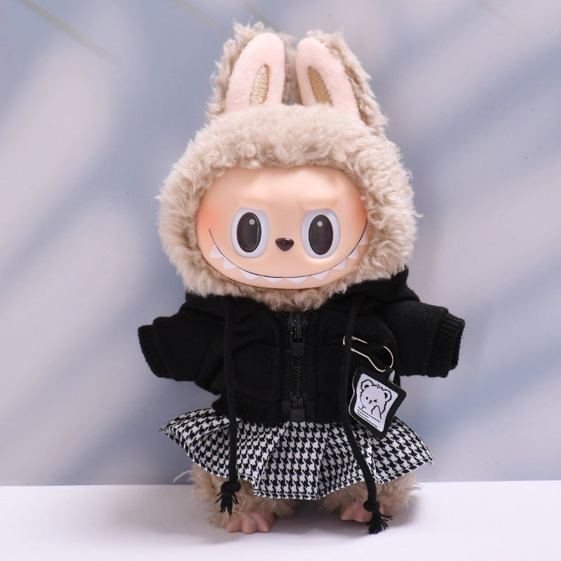 Handmade Labubu set can be paired with Labubu V1 Macaron and V2 seats Hooded hoodie cover skirt cover outer coat and vinyl LABUBU baby outfit (excluding dolls)