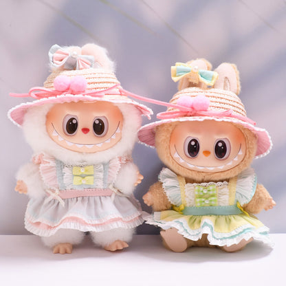 Handmade Labubu set can be paired with Labubu V1 Macaron and V2 seat blind boxes Labubu pendant doll clothes maid princess dress set and cloth replacement (excluding dolls)