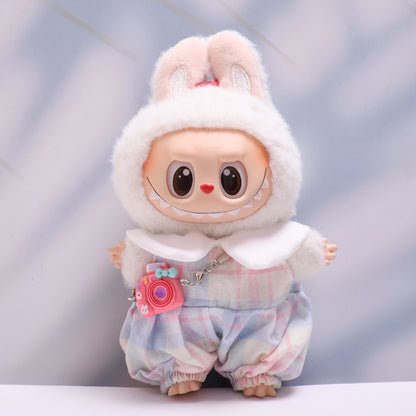 Handmade Labubu set can be paired with Labubu V1 Macaron and V2 seats with candy colored overalls and Labubu doll clothing (excluding dolls)