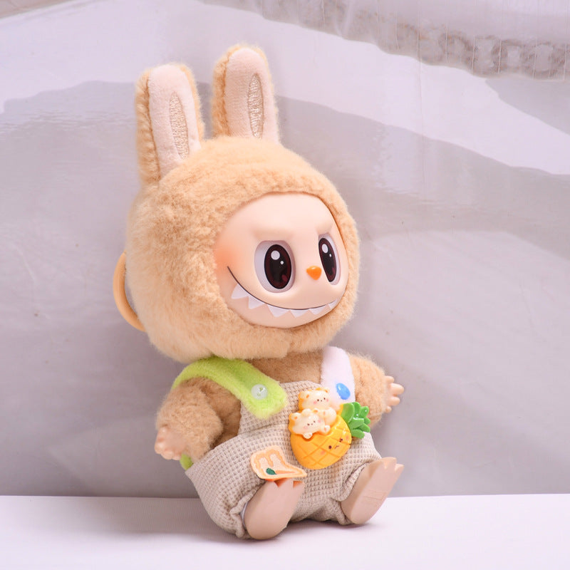 Handmade Labubu set can be paired with Labubu V1 Macaron and V2 seats second-generation blind box pendant Labubu fabric sitting party series clothes fruit pineapple overalls cute baby clothes (excluding dolls)