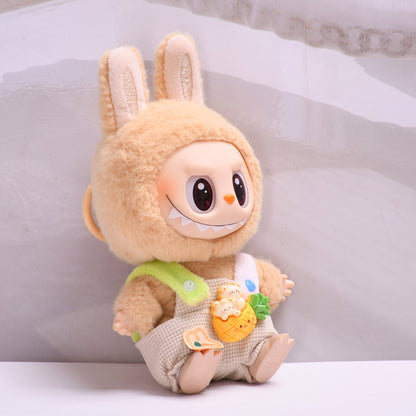 Handmade Labubu set can be paired with Labubu V1 Macaron and V2 seats second-generation blind box pendant Labubu fabric sitting party series clothes fruit pineapple overalls cute baby clothes (excluding dolls)