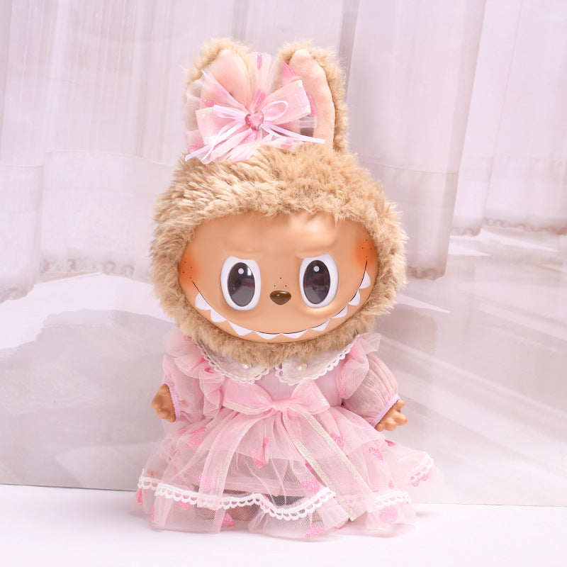 Handmade Labubu set can be paired with Labubu V1 Macaron and V2 seats 38cm plush plush cloth doll clothes pink princess dress labubu with replacement doll clothes (excluding dolls)
