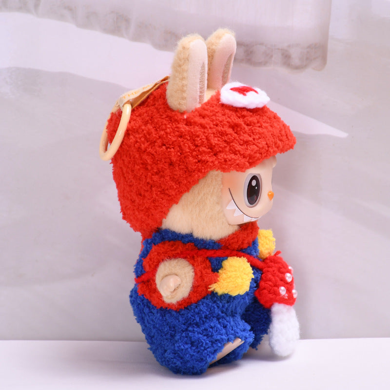 Handmade Labubu set can be paired with Labubu V1 Macaron and V2 seats with knitted plush Mario Labubu cute baby clothes (excluding dolls)