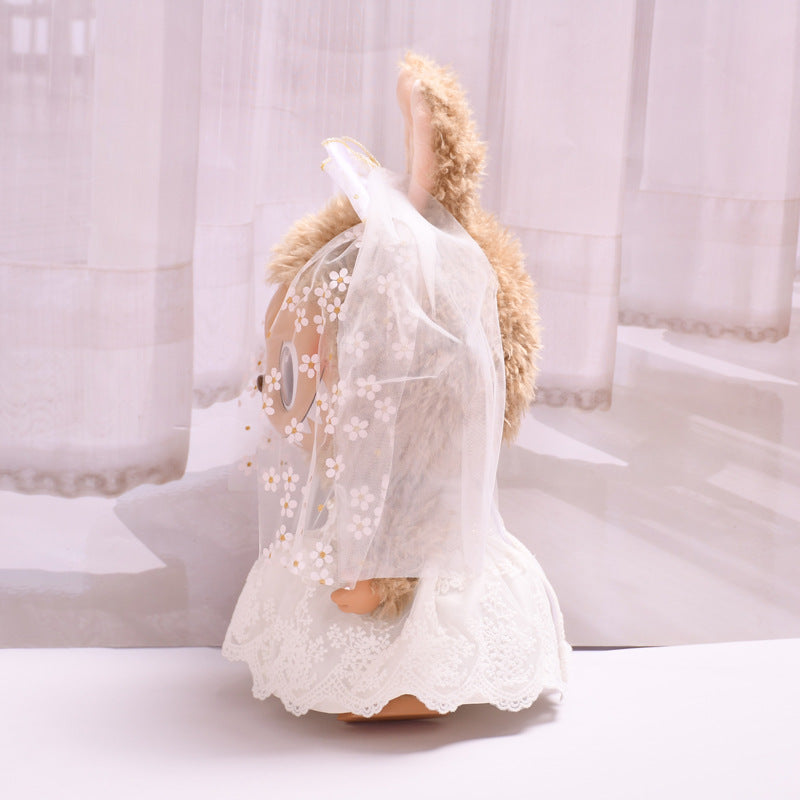 Handmade Labubu Outfit 38cm Labubu Cloth Dress White Crown Wedding Dress Set Large LABUBU Wedding Baby Dress (not including dolls)