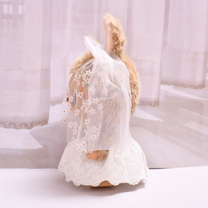 Handmade Labubu Outfit 38cm Labubu Cloth Dress White Crown Wedding Dress Set Large LABUBU Wedding Baby Dress (not including dolls)