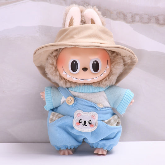Handmade Labubu set can be paired with Labubu V1 Macaron and V2 seat pendants Labubu cloth can be used as a substitute for clothes such as teddy bear blue shoulder strap skirt T-shirt Labubu baby clothes cute (excluding dolls)