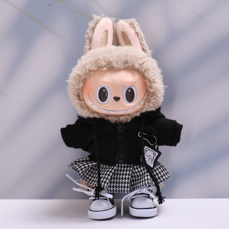 Handmade Labubu set can be paired with Labubu V1 Macaron and V2 seats Hooded hoodie cover skirt cover outer coat and vinyl LABUBU baby outfit (excluding dolls)