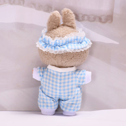 Handmade Labubu set can be paired with Labubu V1 Macaron and V2 seats Checkered pajama set climbing suit 17cm Labubu doll jacket (excluding dolls)