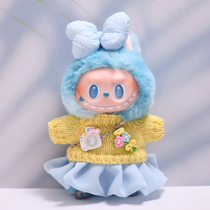 Handmade Labubu set can be paired with Labubu V1 Macaron and V2 seats featuring small floral sweaters gauze skirts bows and Labubu doll outfits (excluding dolls)