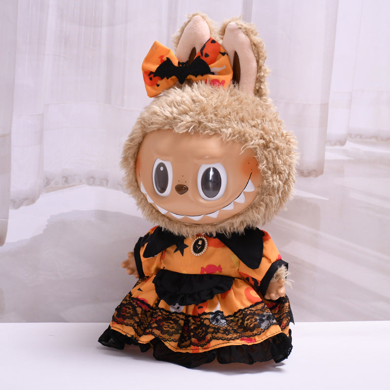 Handmade Labubu set can be paired with Labubu V1 Macaron and V2 seats with 38cm vinyl cloth as a substitute for Halloween dresses and Labubu cute baby clothes (excluding dolls)
