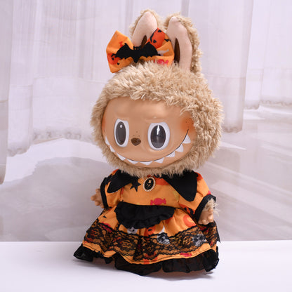 Handmade Labubu set can be paired with Labubu V1 Macaron and V2 seats with 38cm vinyl cloth as a substitute for Halloween dresses and Labubu cute baby clothes (excluding dolls)