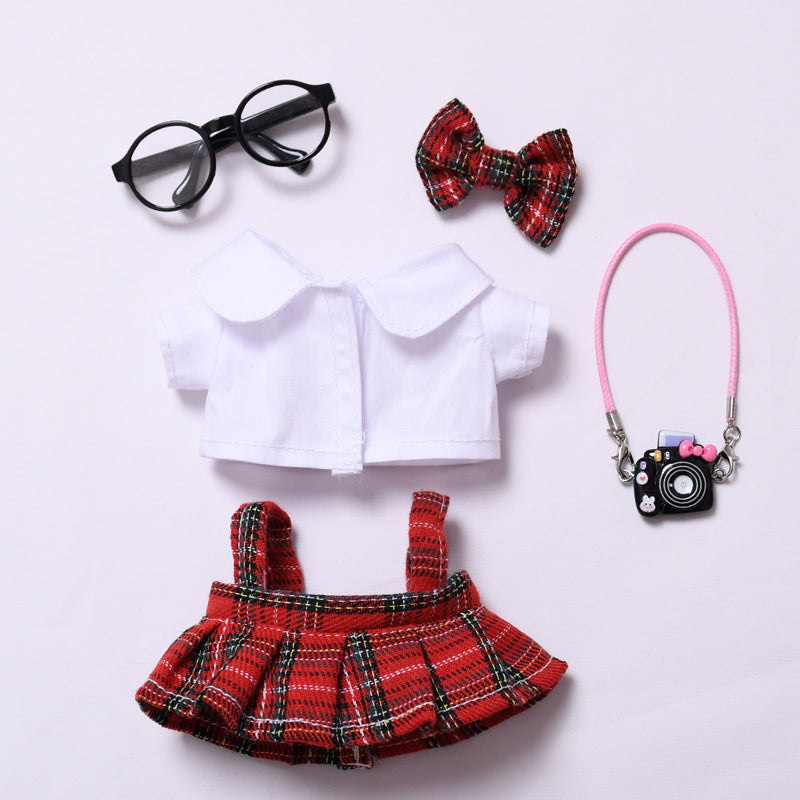 Handmade Labubu set can be paired with Labubu V1 Macaron and V2 seats with red checkered suspender skirt set and Labubu doll outfit (excluding dolls)