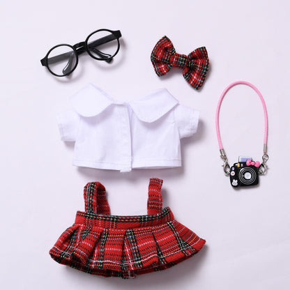 Handmade Labubu set can be paired with Labubu V1 Macaron and V2 seats with red checkered suspender skirt set and Labubu doll outfit (excluding dolls)