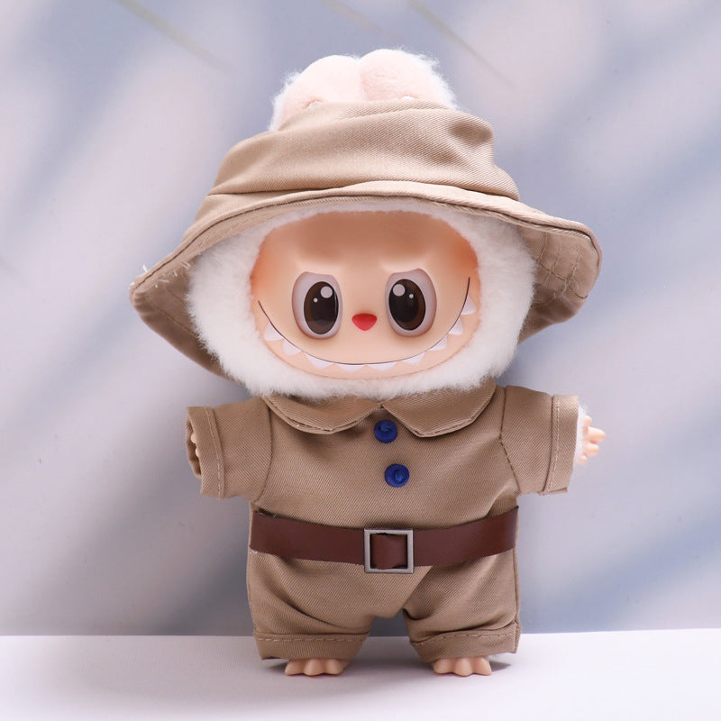 Handmade Labubu set can be paired with Labubu V1 Macaron and V2 seats khaki workwear jumpsuit labubu dress change for children (excluding dolls)