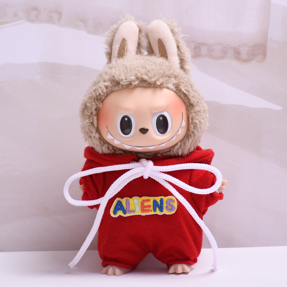 Handmade Labubu set can be paired with Labubu V1 Macaron and V2 seats blind box 17cm canvas pendant clothes big eyed monster jumpsuit as a substitute for vinyl Labubu baby clothes (excluding dolls)