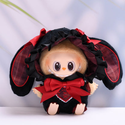 Handmade Labubu set can be paired with Labubu V1 Macaron and V2 seats blind box Labubu pendant clothes rabbit ear hooded clothes Labubu doll clothes cute (excluding dolls)