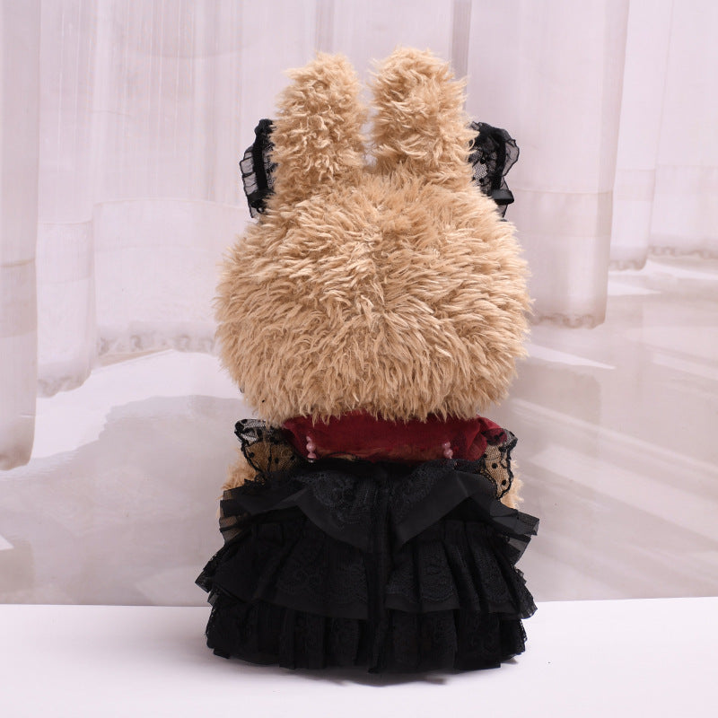 Handmade Labubu set can be paired with Labubu V1 Macaron and V2 seats 38cm stretch cloth clothes black lace gauze skirt vinyl Labubu replacement dress (excluding dolls)