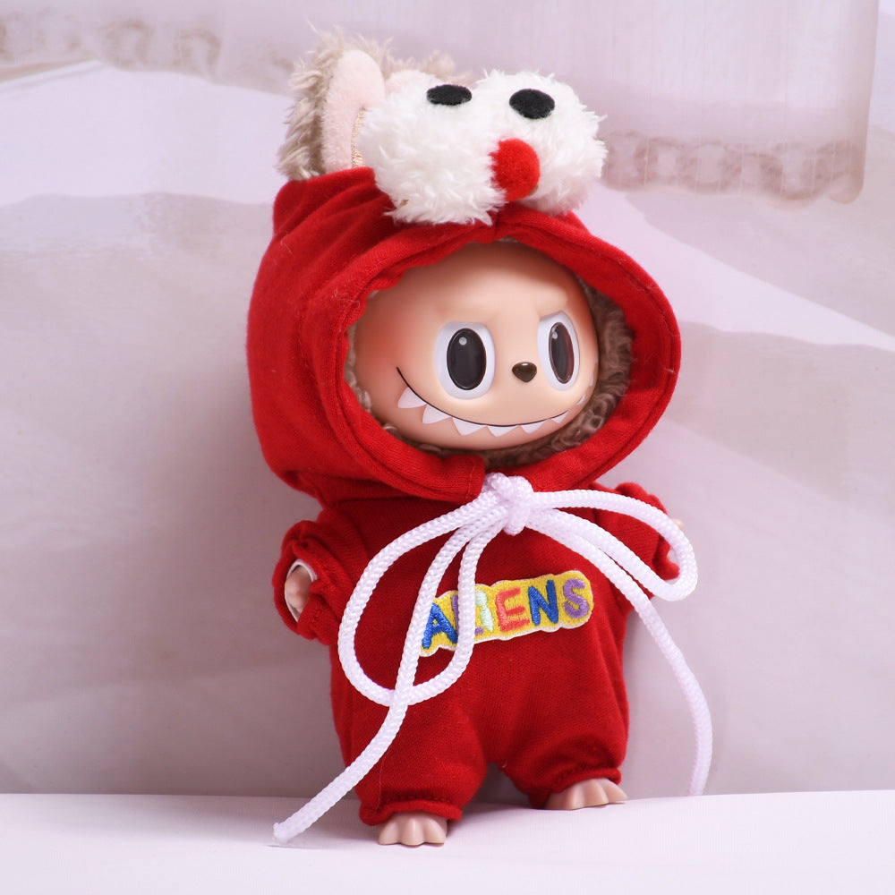 Handmade Labubu set can be paired with Labubu V1 Macaron and V2 seats blind box 17cm canvas pendant clothes big eyed monster jumpsuit as a substitute for vinyl Labubu baby clothes (excluding dolls)